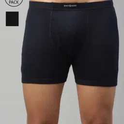 Dixcy Scott Maximus Black & Navy Cotton Regular Fit Trunks - Pack Of 2-image-36