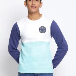 Lil Tomatoes Kids Sky Blue & White Color Block Full Sleeves Sweatshirt-image-73