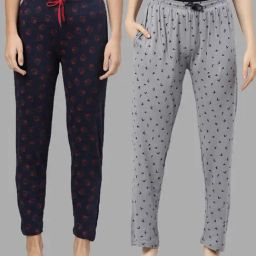 Kryptic Blue & Grey Printed Pure Cotton Elasticated Waist Band Regular Fit Pyjamas - Pack of 2-picture-21