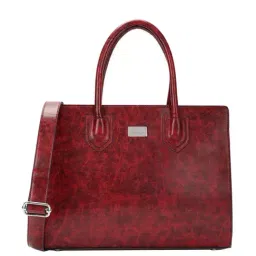 KLEIO Maroon Solid Medium Tote Handbag-37
