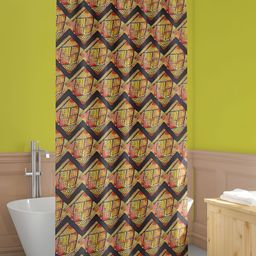 ArtzFolio Yellow & Black Geometric Printed Waterproof Shower Curtain-6