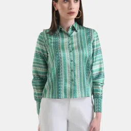 Kazo Stripe Printed Classic Shirt-image-12