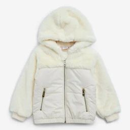 HOP Kids by Westside Off-White Faux-Fur Hooded Jacket-image-7
