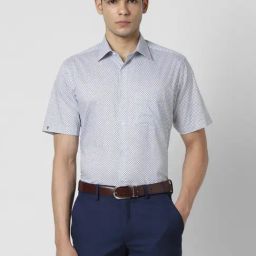 Van Heusen White Cotton Regular Fit Printed Shirt-image-99