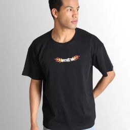 Bene Kleed Black Cotton Loose fit Print T-Shirt-picture-8