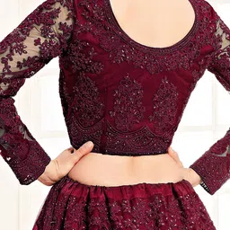 JULEE Embroidered Thread Work Semi-Stitched Lehenga & Unstitched Blouse With Dupatta image 5