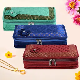 Kuber Industries Maroon & Blue 3 Pieces Jewellery Organisers-30
