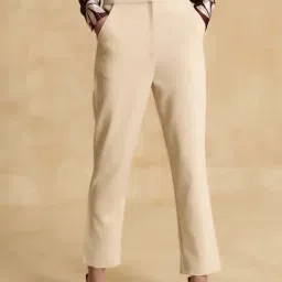KAZO Beige Regular Fit Trousers-image-35