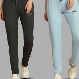 Vimal Jonney Black & Blue Regular Fit Mid Rise Trackpants-image-85