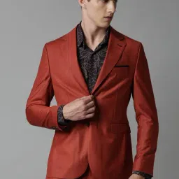 Rare Rabbit Orange Polyester Solid Relaxed Fit Blazer-picture-38