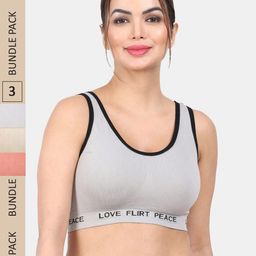 Amour Secret Pack Of 3 Lightly Padding Non-Wired Anti Odour All Day Comfort Workout Bra-picture-35
