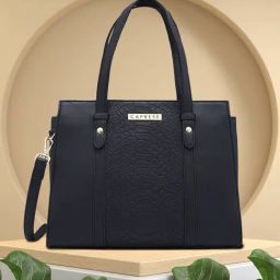 Caprese Sameera Black Animal Effect Satchel-4