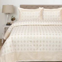 Living Roots Jaipuri Gold 300 TC Cotton Bedsheet with 2 Pillow Covers-image-77