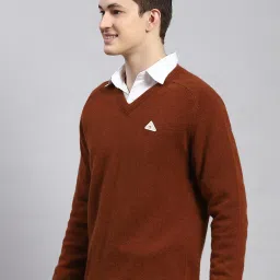 Monte Carlo Rust Wool Blend Regular Fit Solid Pullover image 3