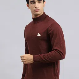 Monte Carlo Rust Wool Blend Regular Fit Solid Pullover image 3