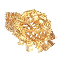 Saraf RS Jewellery Statement Gold Plated Cubic Zircon Studded Jhumki Earring image 5