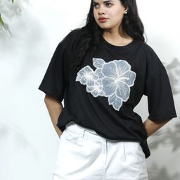 Athena Unapologetic Women Floral Colourblocked Applique T-shirt-image-35