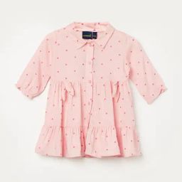 Juniors By Lifestyle Girls Light Pink Cotton Printed Dress-image-9