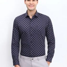 Allen Solly Navy Cotton Slim Fit Printed Shirt-image-46
