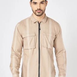 Sf Jeans By Pantaloons Beige Cotton Slim Fit Striped Shirt-picture-7