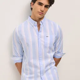 THE BEAR HOUSE Men Slim Fit Multi Stripes Opaque Striped Casual Shirt-image-37