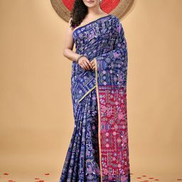 DESH BIDESH Ethnic Motifs Printed Zari Saree-picture-13