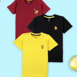 Kiddopanti Boys Multi Cotton Half Sleeves Printed Tee Pack of 3-picture-22