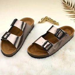Hoversole Women's Artemis Mystic Bronze Cork Slide Sandals-image-3