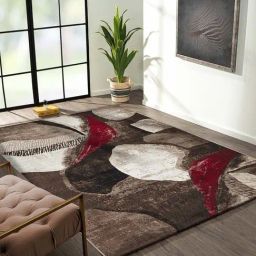 Obsessions Brown & Red Abstract Carpet - Large-37