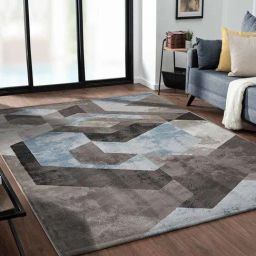 Obsessions Blue & Brown Geometric Carpet - Large-image-47
