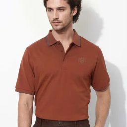 Rare Rabbit Rust Regular Fit Solid Polo T-Shirt-6