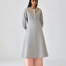 Ancestry Grey 100% Cotton Embroidery 3/4Th Sleeve Kurta-picture-42