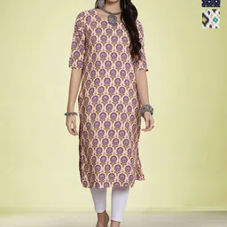 Moda Rapido Women Ethnic Motifs Printed Thread Work Floral Crepe Kurta-image-78