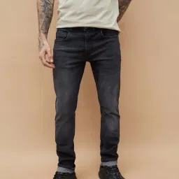 Forca By Lifestyle Mid Black Slim Tapered Fit Jeans-image-44
