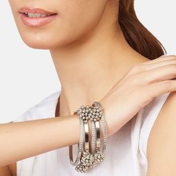 ATIBELLE Set Of 7 Sliver Plated Textured Bangles image 5