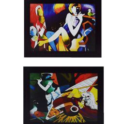 eCraftIndia Multicoloured Set of 2 Lord Radha Krishna UV Wall Art-image-84