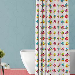 ArtzFolio White & Pink Printed Waterproof Shower Curtain-image-67