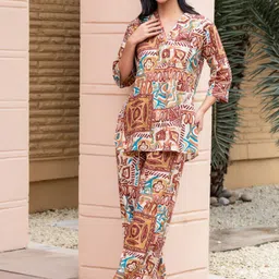 TITTLI Printed V-Neck Tunic With Trousers-image-59