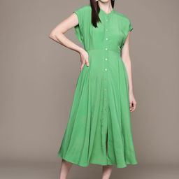 Label Ritu Kumar Crepe Pleated Maxi Dress-image-72