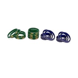 SOMIL Set Of 16 Green Artificial Stones & Beads Glass Bangles-picture-25
