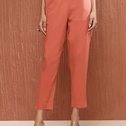Fabindia Women Cotton Regular Fit Mid-Rise Trousers-image-57