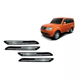 Auto Pearl Plastic & Silver Plated Car Bumper Guard for Tata Sumo Grand Black/Silver (Pack of 4 Pcs)-picture-14