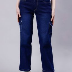 zayla Women Denim Comfort Flared Mid-Rise Slash Knee Lightly Fade Stretchable Jeans-image-45