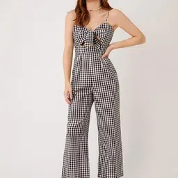 TANDUL Women Organic Cotton Checked Basic Jumpsuit-2