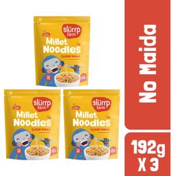 Slurrp Farm No MSG Not Fried Hakka Noodles Classic Masala Millet Noodles Pack of 3 - 192 gm Each-3