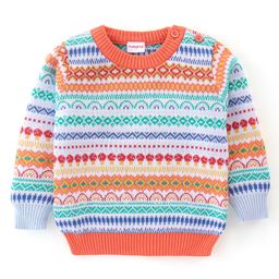 Babyhug 100% Cotton Full Sleeves Chevron Design Sweater - Multicolor-image-52