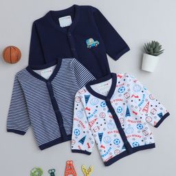 BUMZEE Full Sleeves Cotton Striped & Sports Printed Set of Vests Pack of 3 - Blue-image-71