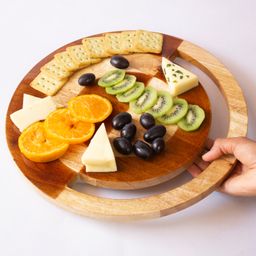Byora Homes Wooden Two Hued Cheese Platter - 800g-20