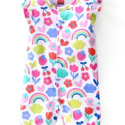 Babyhug 100% Cotton Knit Frill Sleeves Romper Heart Print -  Multicolor-image-61