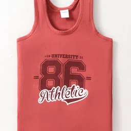 Taeko Single Jersey Sleeveless Vests Number Print -Red-picture-0